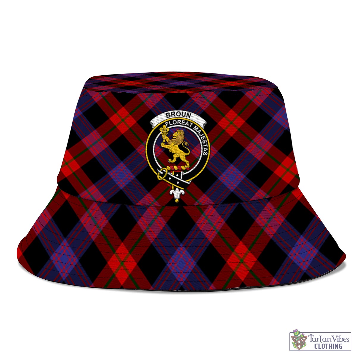 Tartan Vibes Clothing Broun Modern Tartan Bucket Hat with Family Crest