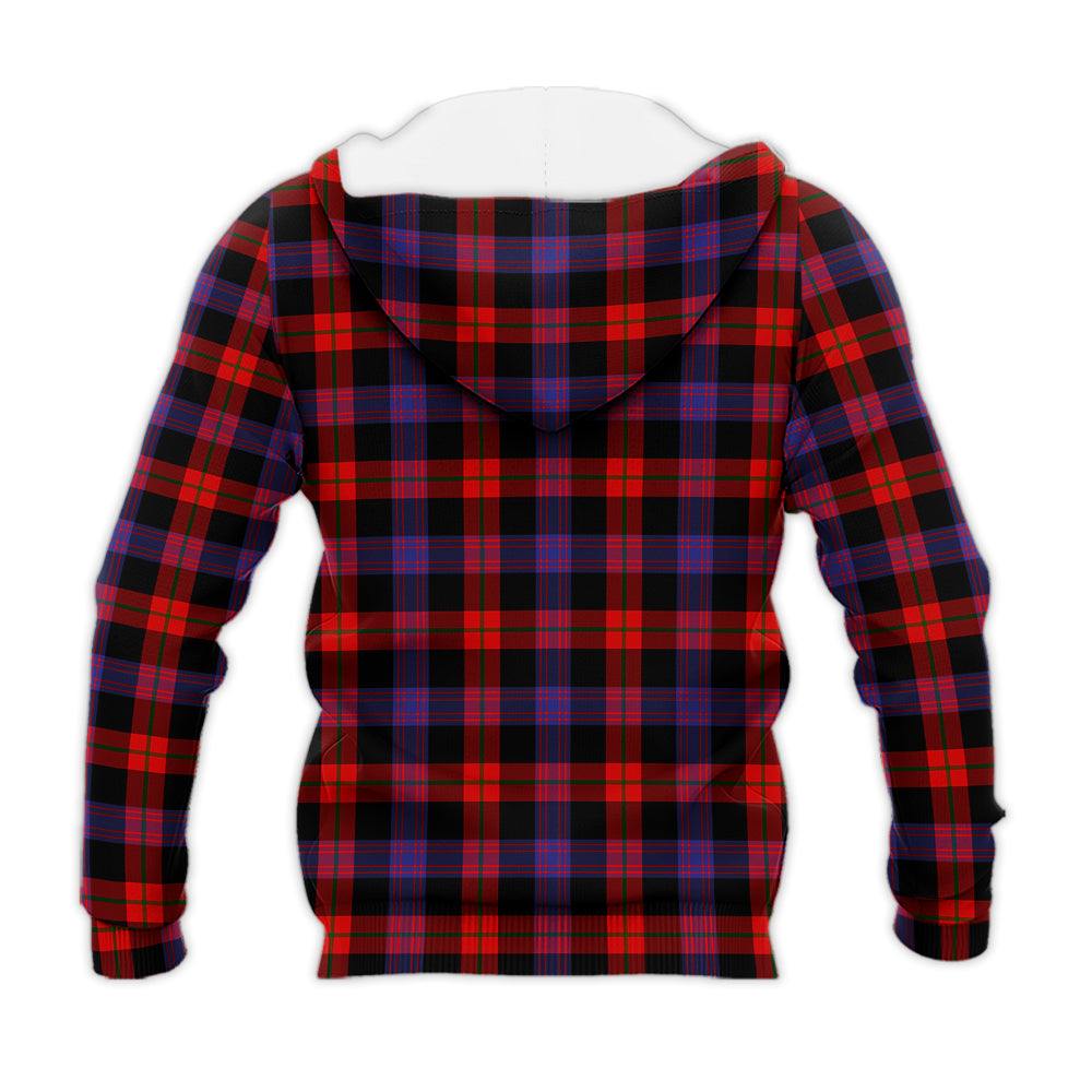 Broun Modern Tartan Knitted Hoodie with Family Crest - Tartanvibesclothing