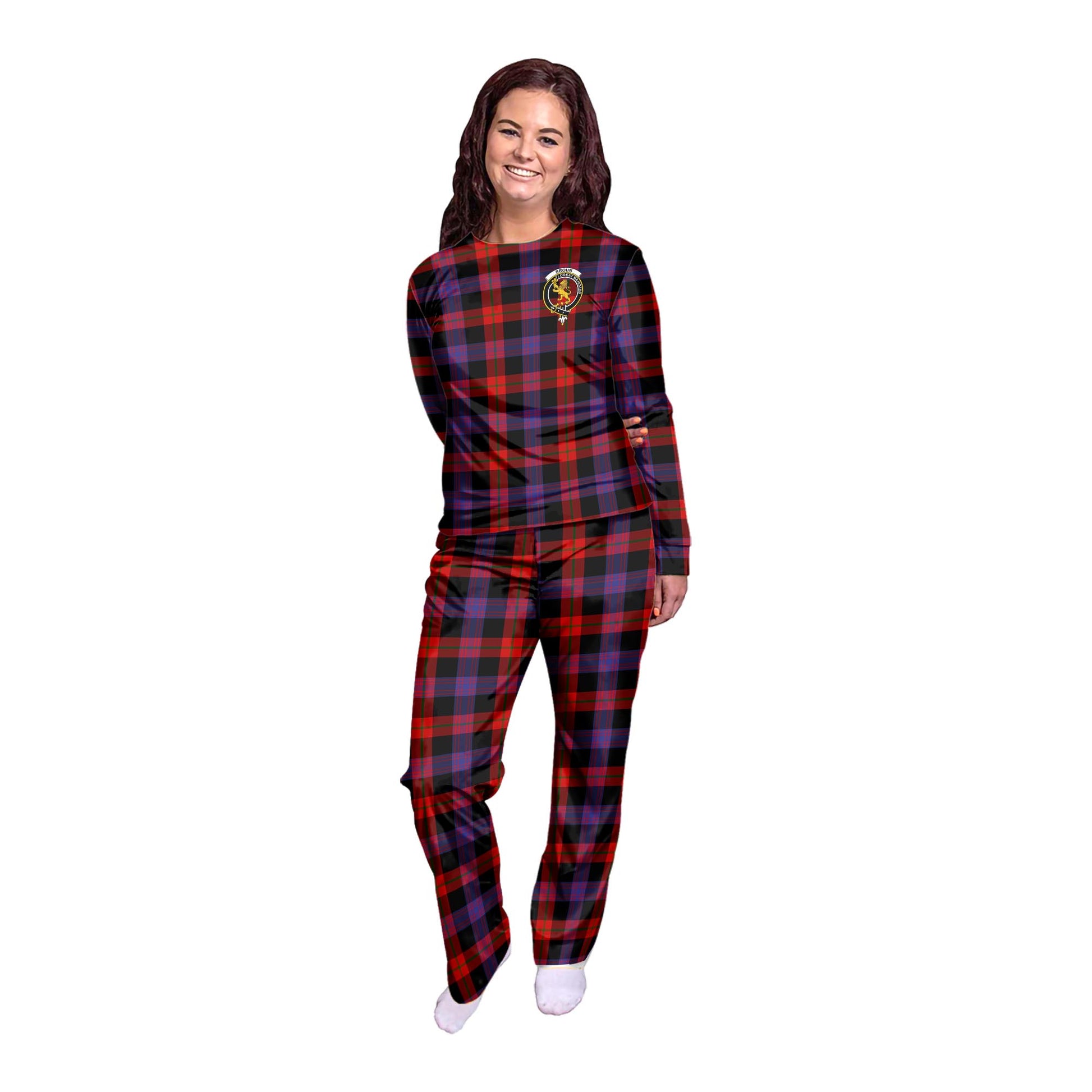 Broun Modern Tartan Pajamas Family Set with Family Crest - Tartan Vibes Clothing