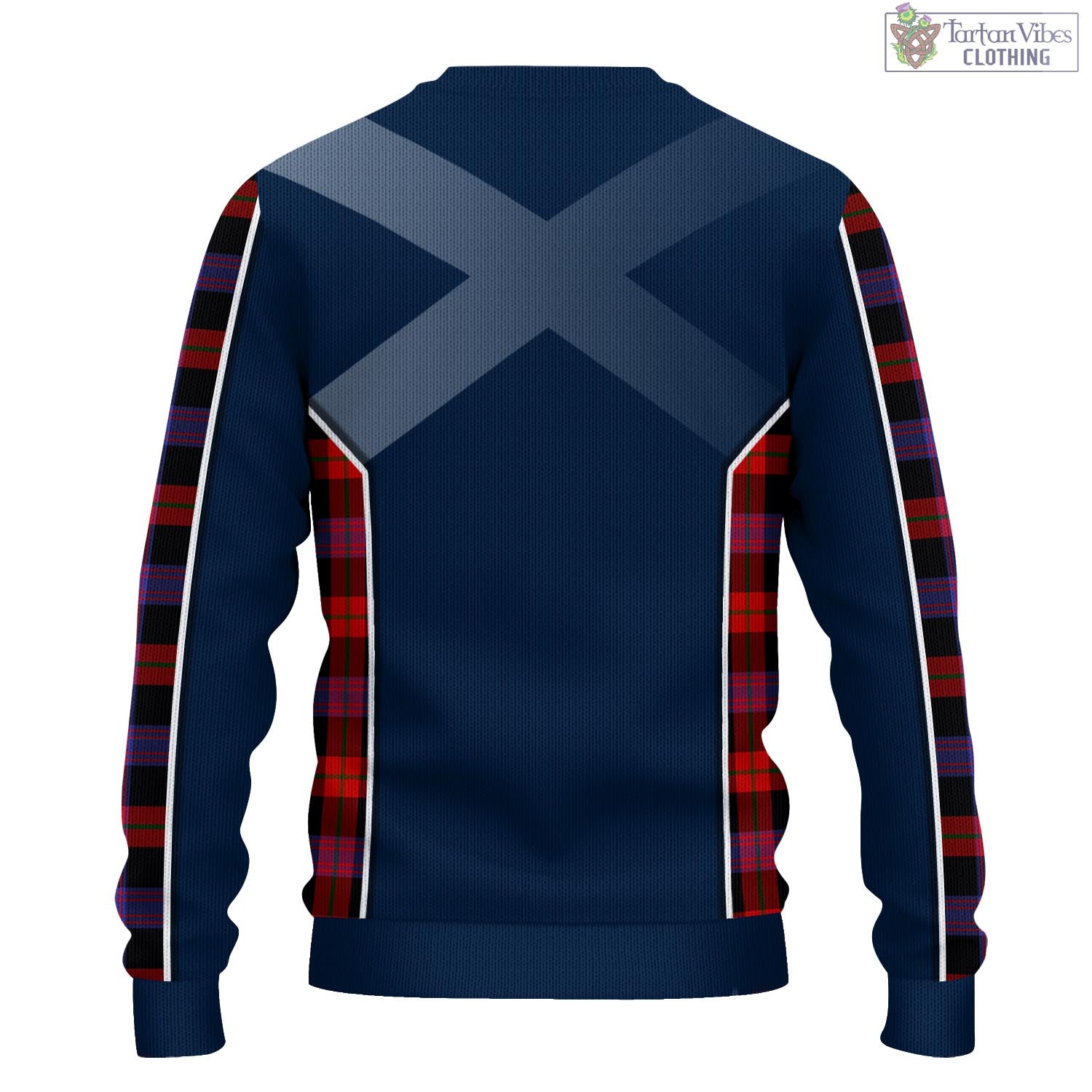 Tartan Vibes Clothing Broun Modern Tartan Knitted Sweatshirt with Family Crest and Scottish Thistle Vibes Sport Style