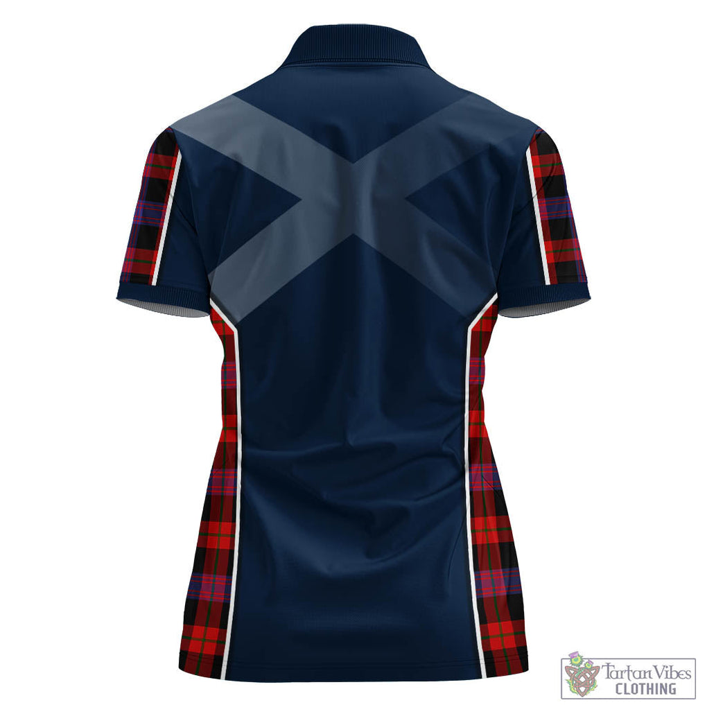 Tartan Vibes Clothing Broun Modern Tartan Women's Polo Shirt with Family Crest and Lion Rampant Vibes Sport Style