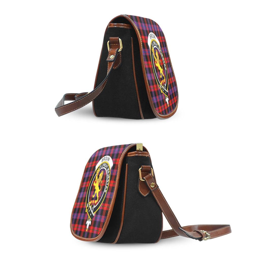 Broun Modern Tartan Saddle Bag with Family Crest - Tartan Vibes Clothing