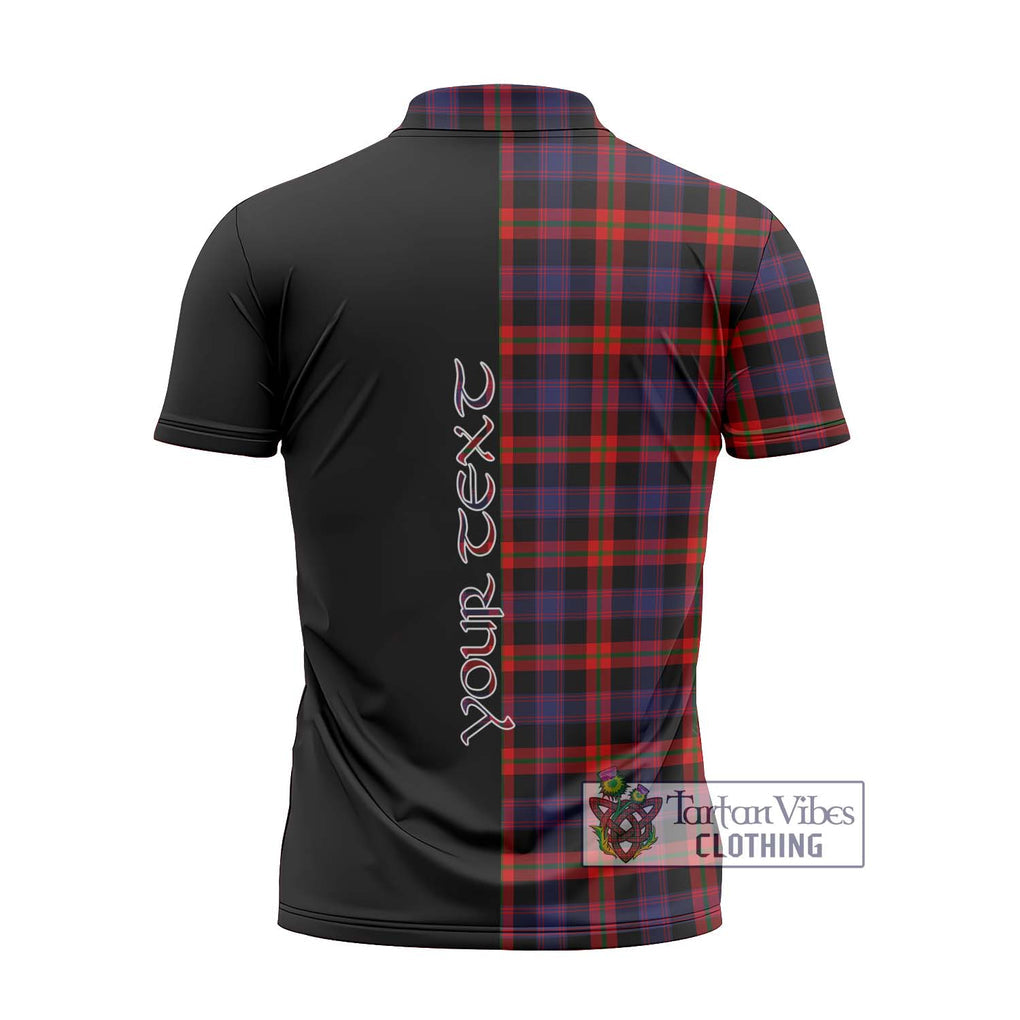 Broun Modern Tartan Zipper Polo Shirt with Family Crest and Half Of Me Style - Tartanvibesclothing Shop