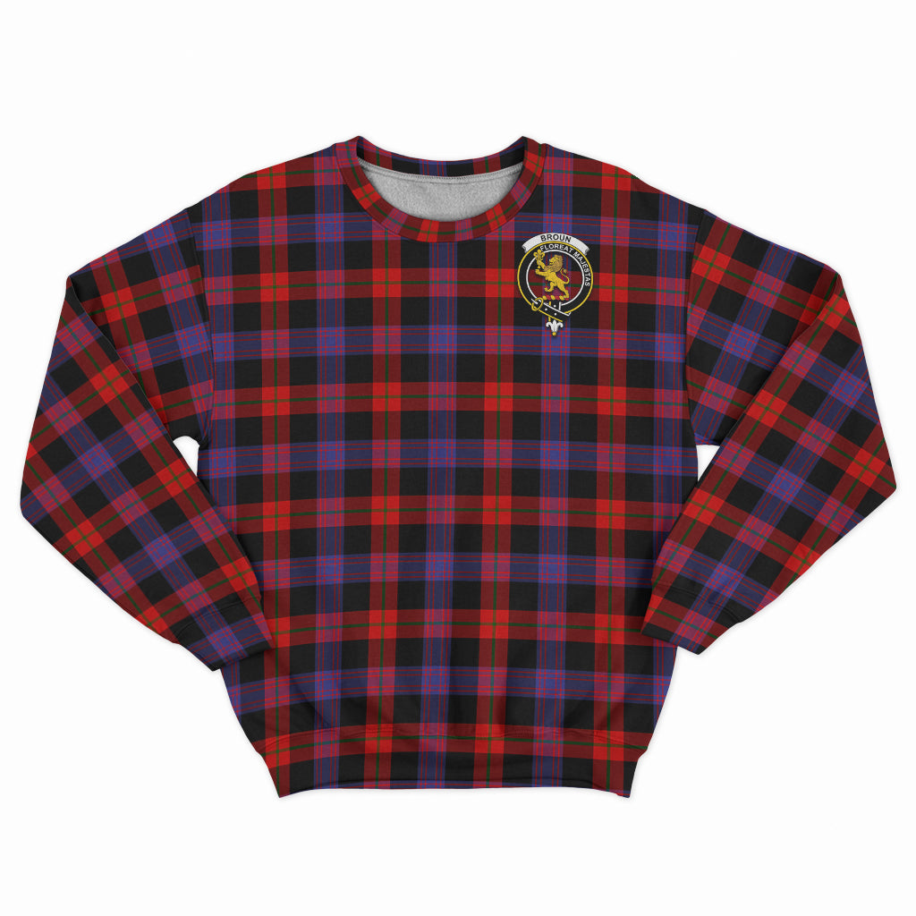 Broun Modern Tartan Sweatshirt with Family Crest - Tartan Vibes Clothing