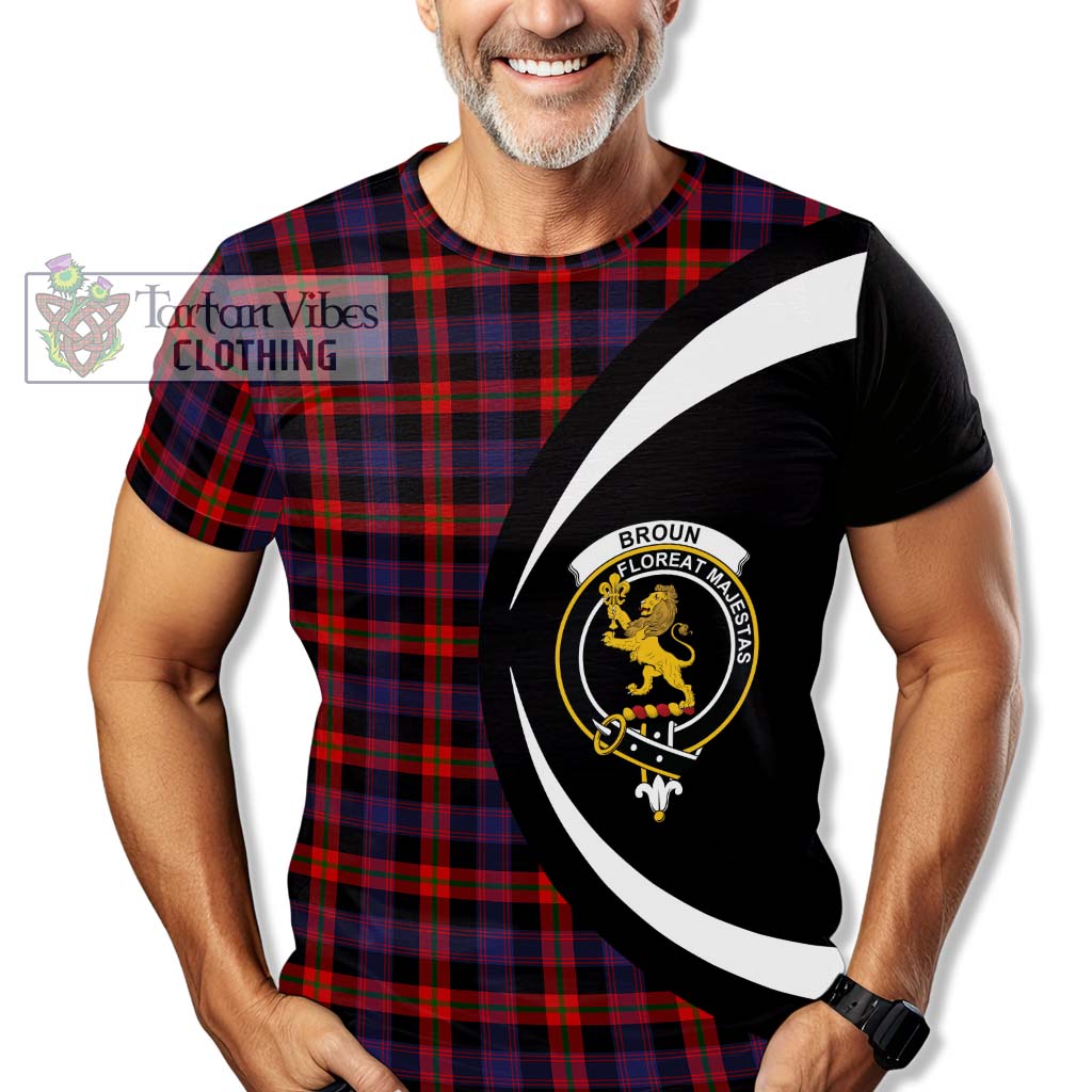 Tartan Vibes Clothing Broun Modern Tartan T-Shirt with Family Crest Circle Style