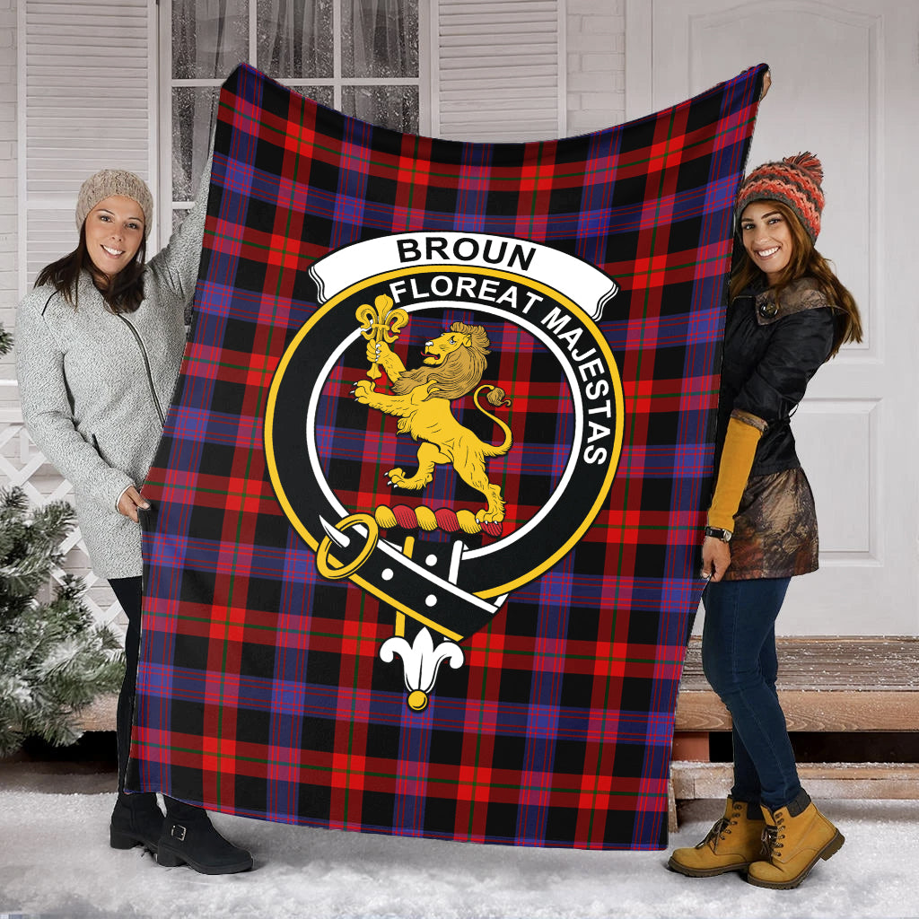 Broun Modern Tartan Blanket with Family Crest - Tartan Vibes Clothing