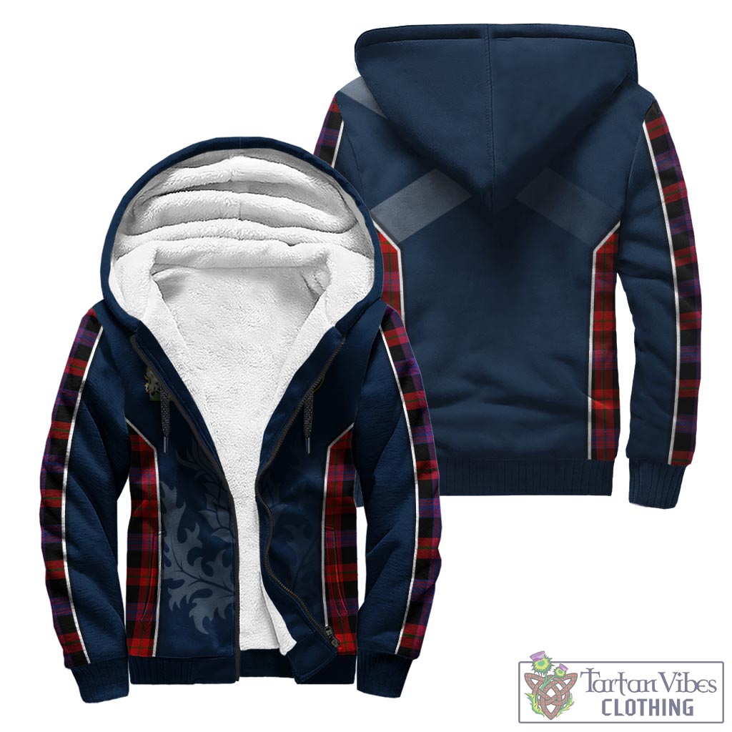 Tartan Vibes Clothing Broun Modern Tartan Sherpa Hoodie with Family Crest and Scottish Thistle Vibes Sport Style