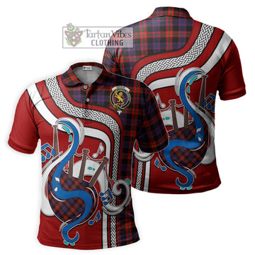 Broun Modern Tartan Polo Shirt with Epic Bagpipe Style