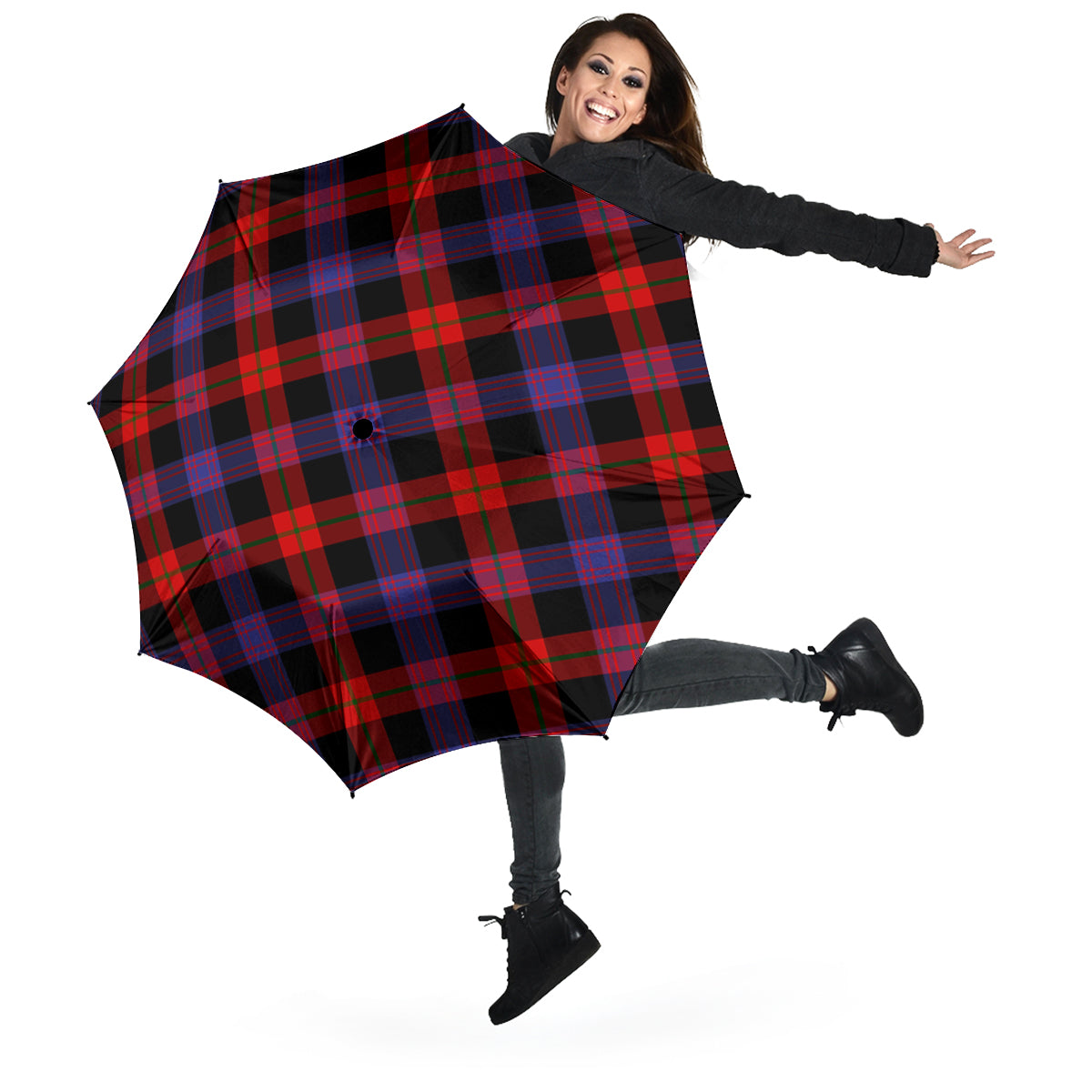 Broun Modern Tartan Umbrella - Tartanvibesclothing