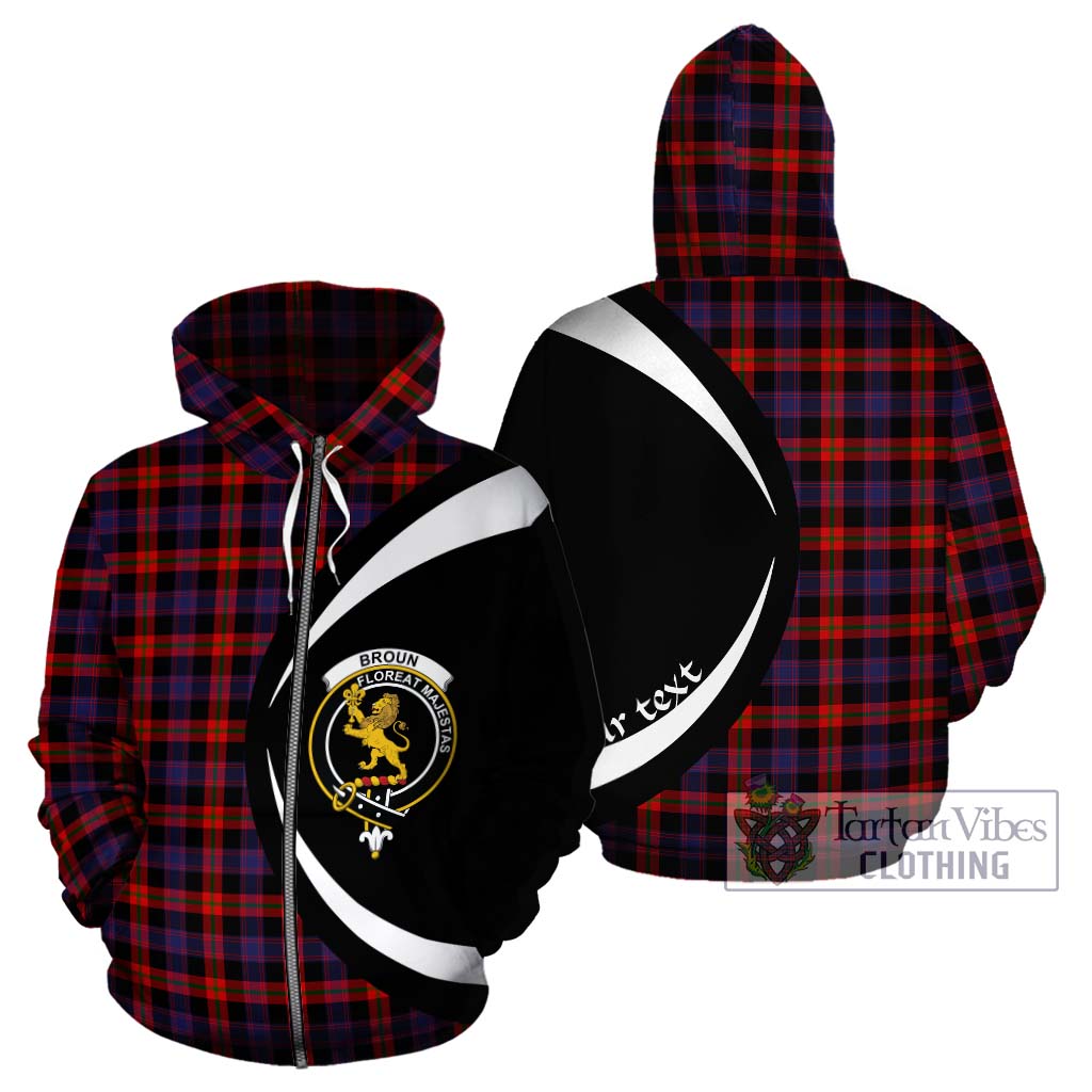 Tartan Vibes Clothing Broun Modern Tartan Hoodie with Family Crest Circle Style