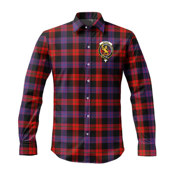 Broun Modern Tartan Long Sleeve Button Up Shirt with Family Crest