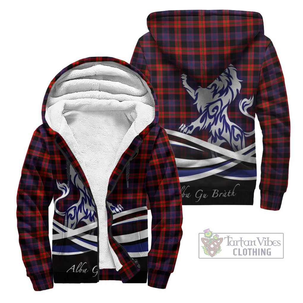 Broun Modern Tartan Sherpa Hoodie with Alba Gu Brath Regal Lion Emblem Unisex - Tartanvibesclothing Shop