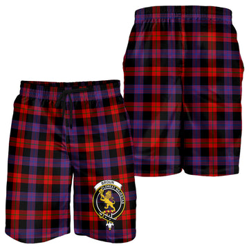 Broun Modern Tartan Mens Shorts with Family Crest