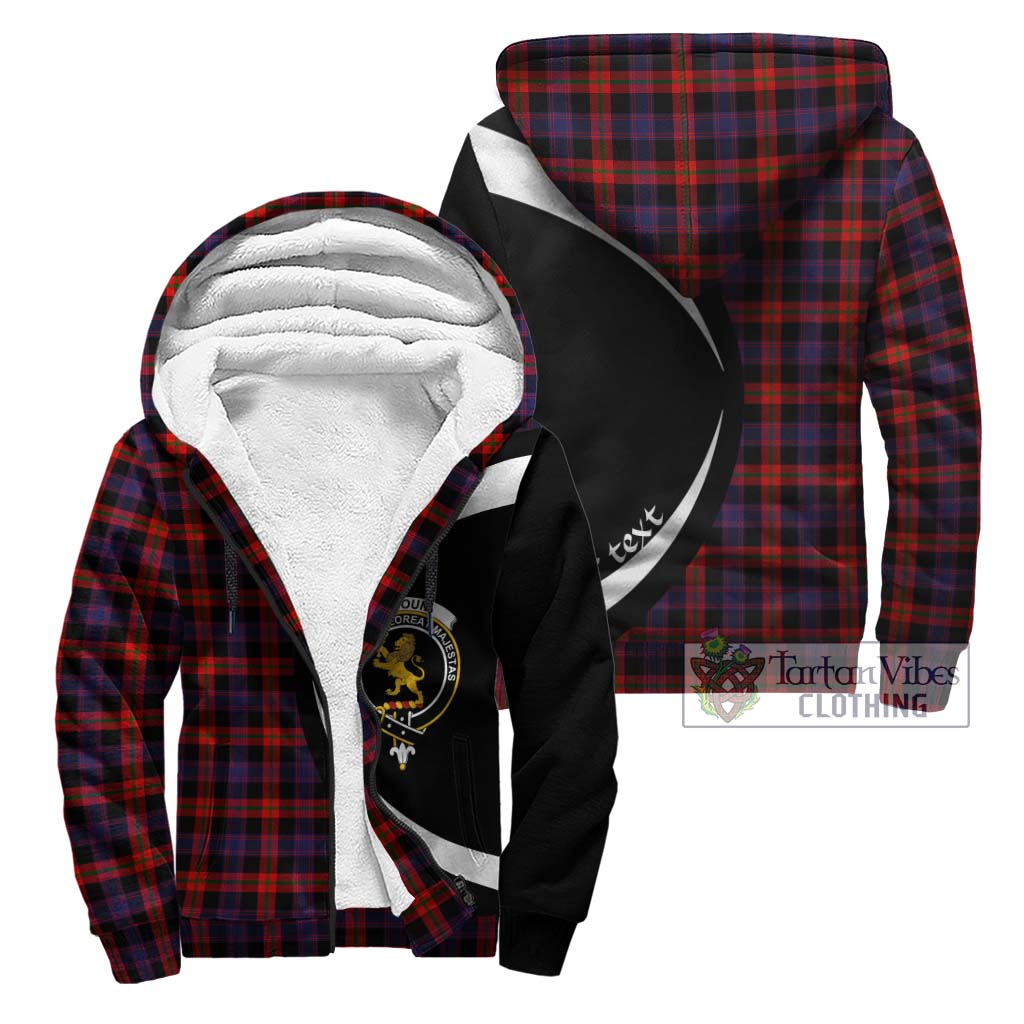 Broun Modern Tartan Sherpa Hoodie with Family Crest Circle Style Unisex - Tartan Vibes Clothing