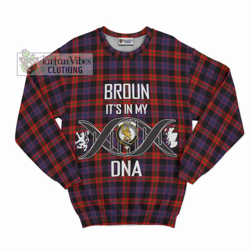 Broun Modern Tartan Sweatshirt with Family Crest DNA In Me Style - Tartanvibesclothing Shop