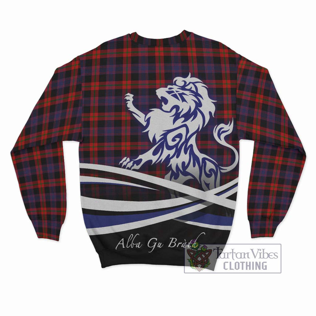 Broun Modern Tartan Sweatshirt with Alba Gu Brath Regal Lion Emblem - Tartanvibesclothing Shop