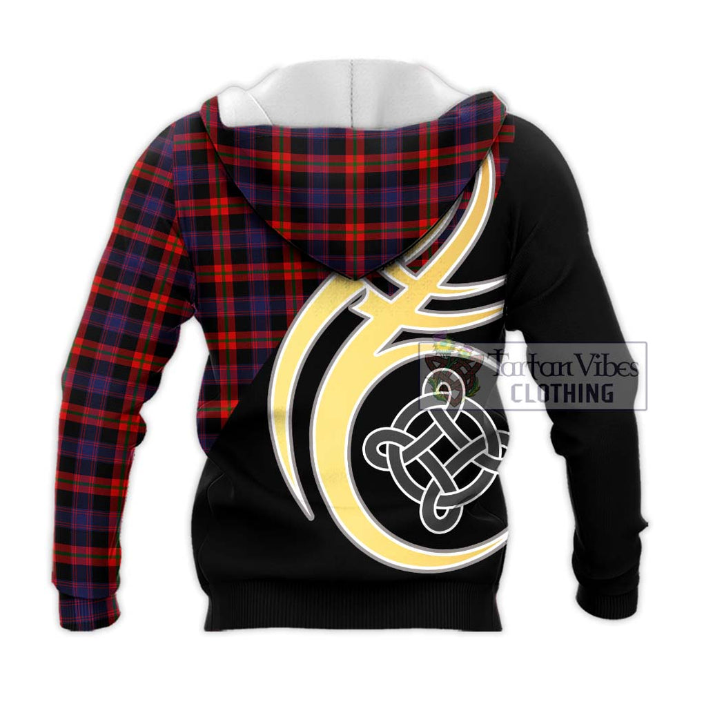 Broun Modern Tartan Knitted Hoodie with Family Crest and Celtic Symbol Style - Tartan Vibes Clothing