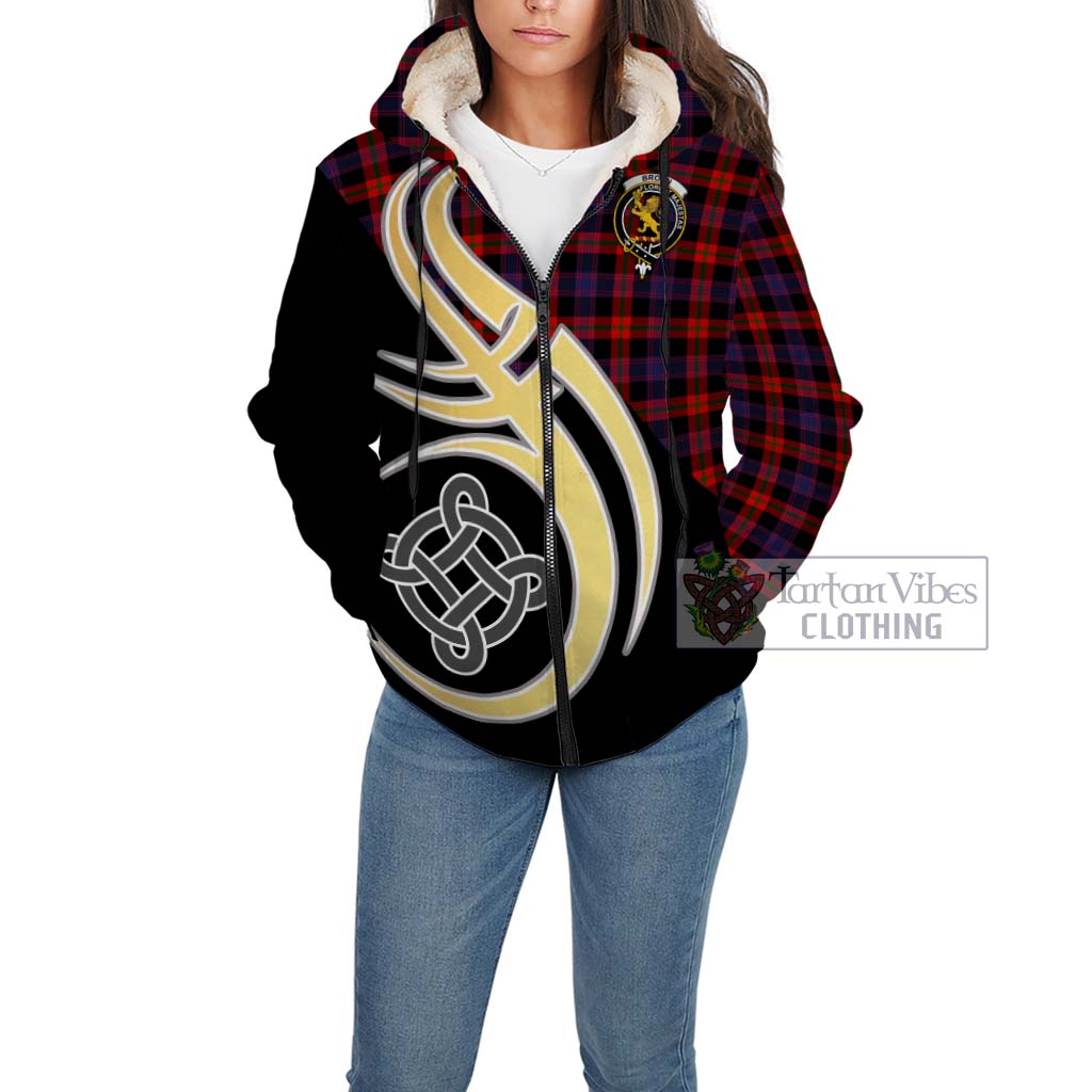 Broun Modern Tartan Sherpa Hoodie with Family Crest and Celtic Symbol Style Unisex - Tartan Vibes Clothing