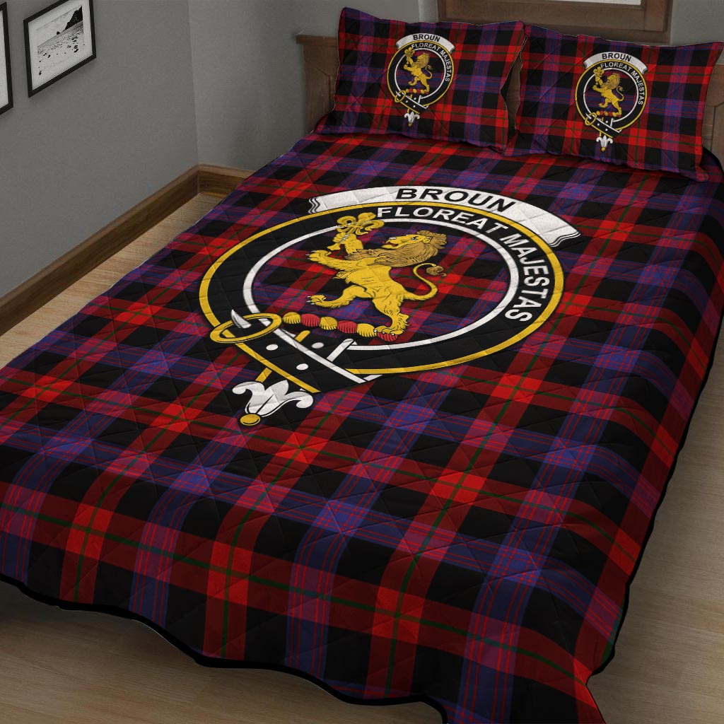 Broun Modern Tartan Quilt Bed Set with Family Crest - Tartan Vibes Clothing