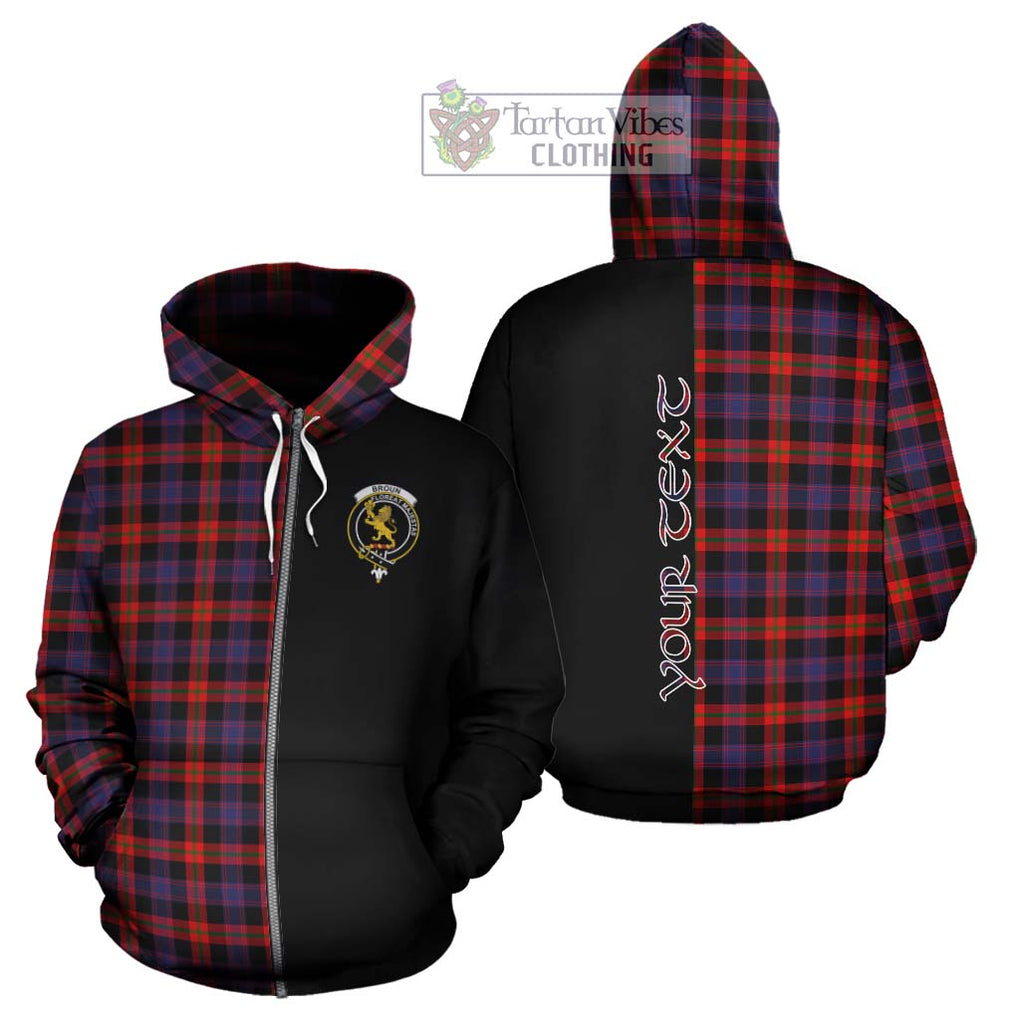 Broun Modern Tartan Hoodie with Family Crest and Half Of Me Style - Tartanvibesclothing Shop