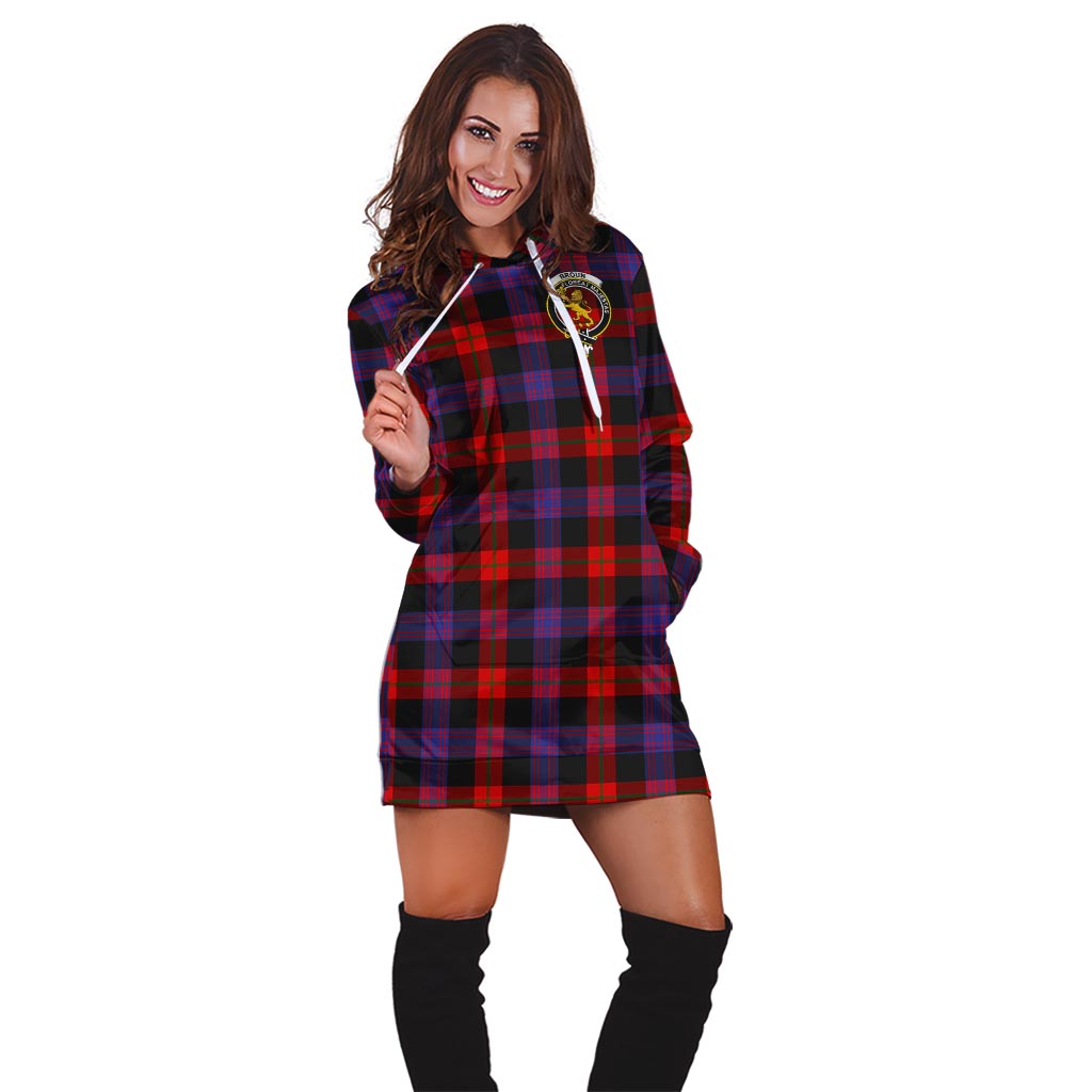 Broun Modern Tartan Hoodie Dress with Family Crest - Tartan Vibes Clothing