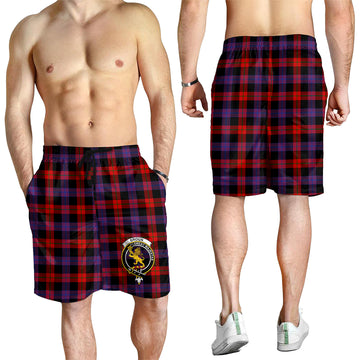 Broun Modern Tartan Mens Shorts with Family Crest