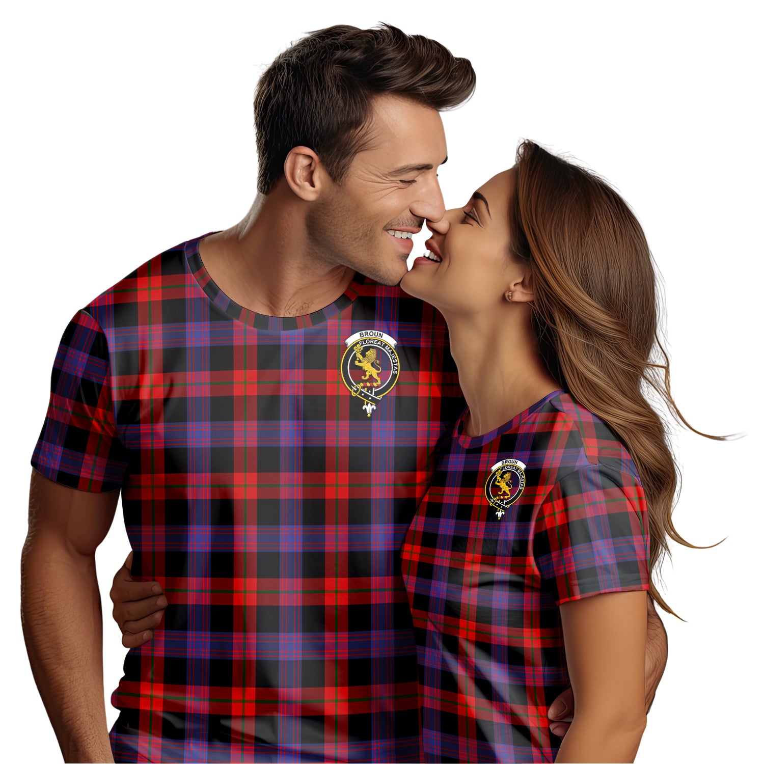 Broun Modern Tartan T-Shirt with Family Crest - Tartan Vibes Clothing