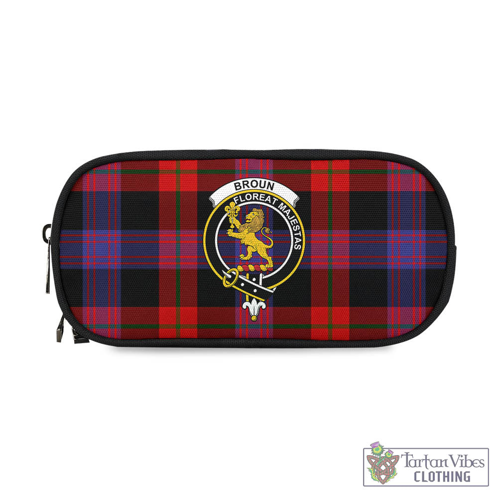 Tartan Vibes Clothing Broun Modern Tartan Pen and Pencil Case with Family Crest