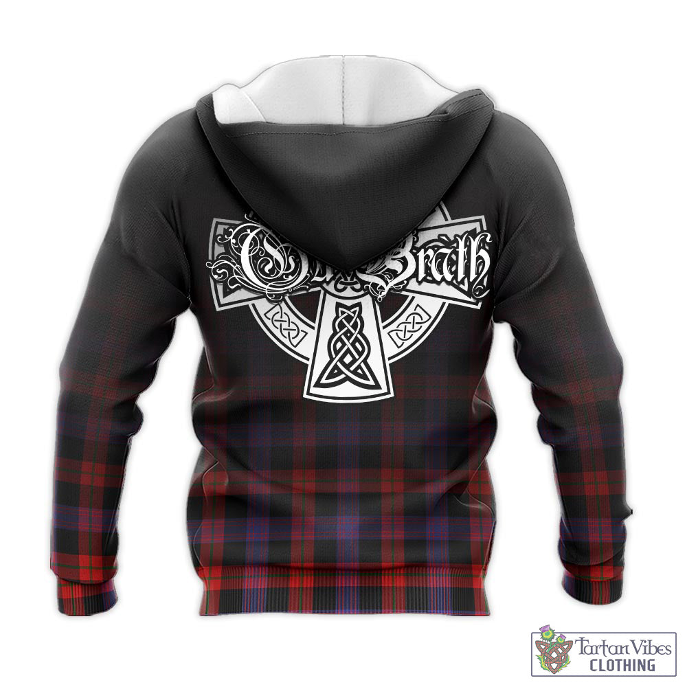 Tartan Vibes Clothing Broun Modern Tartan Knitted Hoodie Featuring Alba Gu Brath Family Crest Celtic Inspired