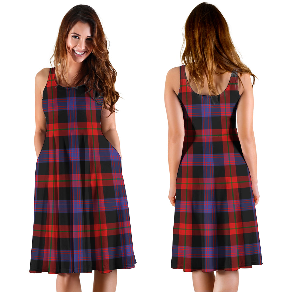 Broun Modern Tartan Sleeveless Midi Womens Dress - Tartanvibesclothing