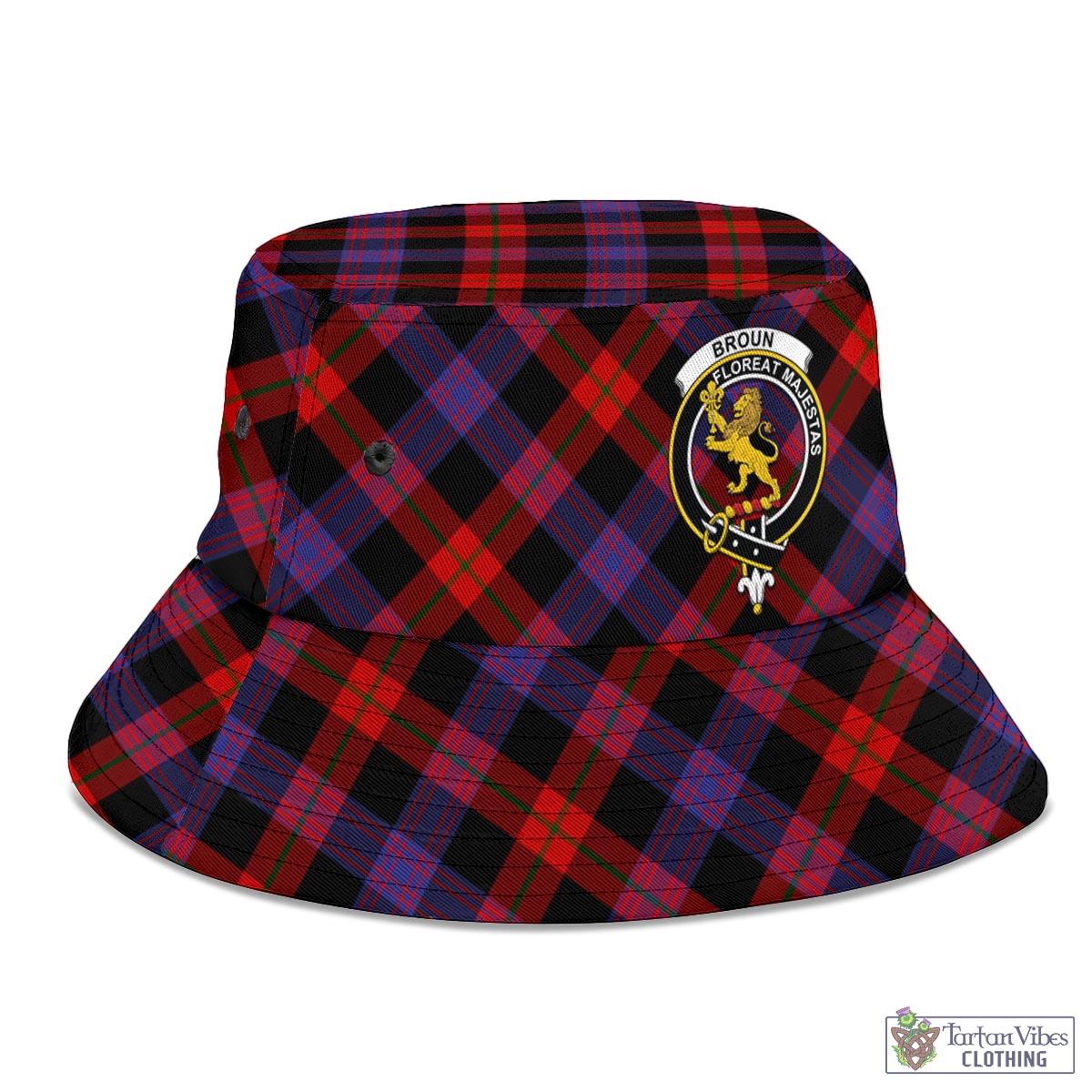 Tartan Vibes Clothing Broun Modern Tartan Bucket Hat with Family Crest