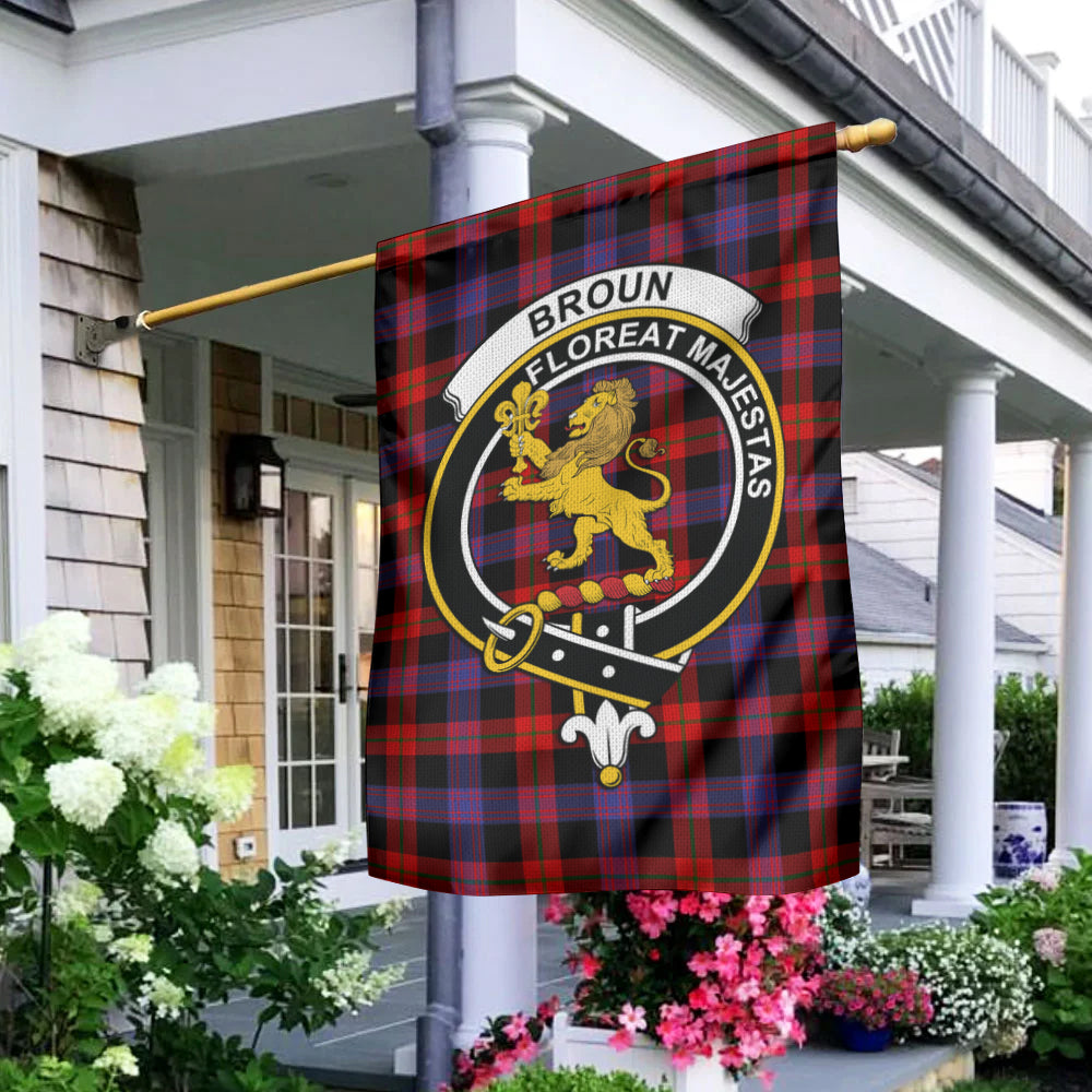 Broun Modern Tartan Flag with Family Crest - Tartan Vibes Clothing