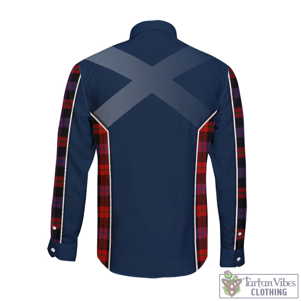 Tartan Vibes Clothing Broun Modern Tartan Long Sleeve Button Up Shirt with Family Crest and Scottish Thistle Vibes Sport Style