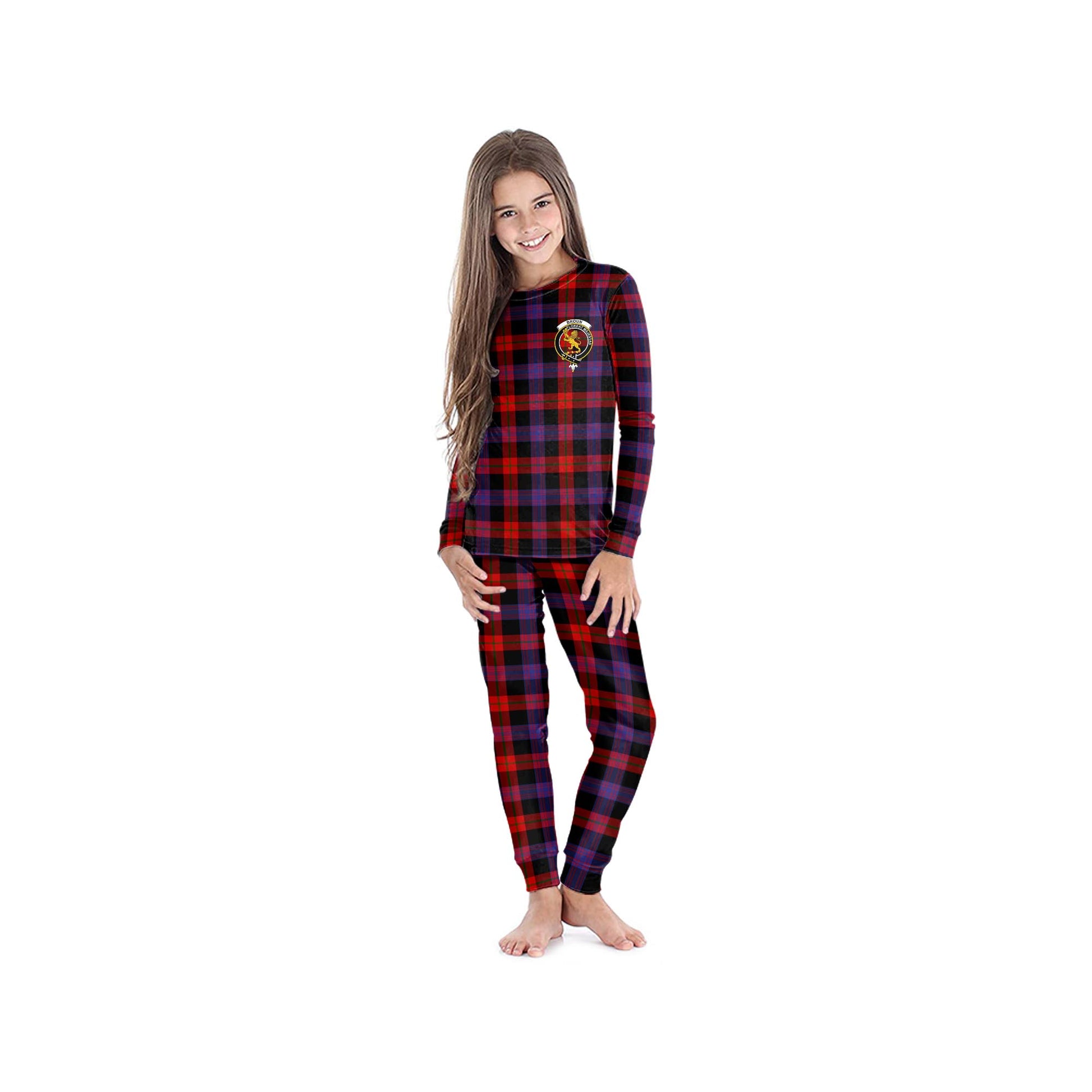 Broun Modern Tartan Pajamas Family Set with Family Crest - Tartan Vibes Clothing