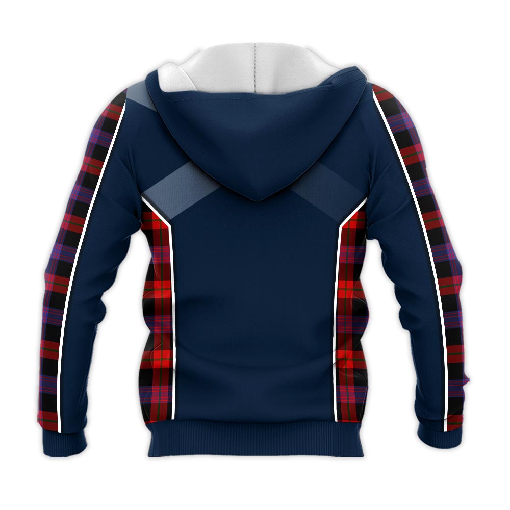 Tartan Vibes Clothing Broun Modern Tartan Knitted Hoodie with Family Crest and Scottish Thistle Vibes Sport Style