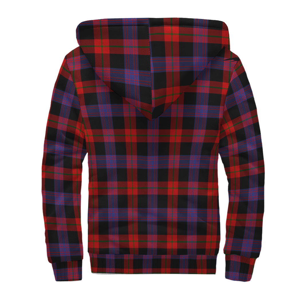 Broun Modern Tartan Sherpa Hoodie with Family Crest - Tartanvibesclothing