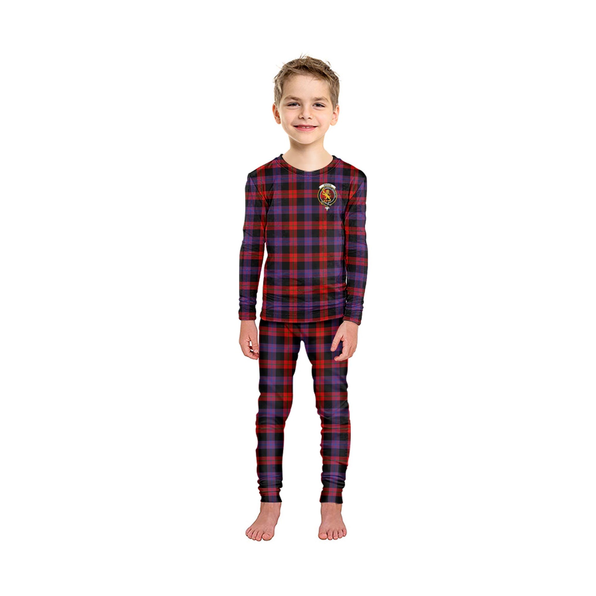 Broun Modern Tartan Pajamas Family Set with Family Crest - Tartan Vibes Clothing