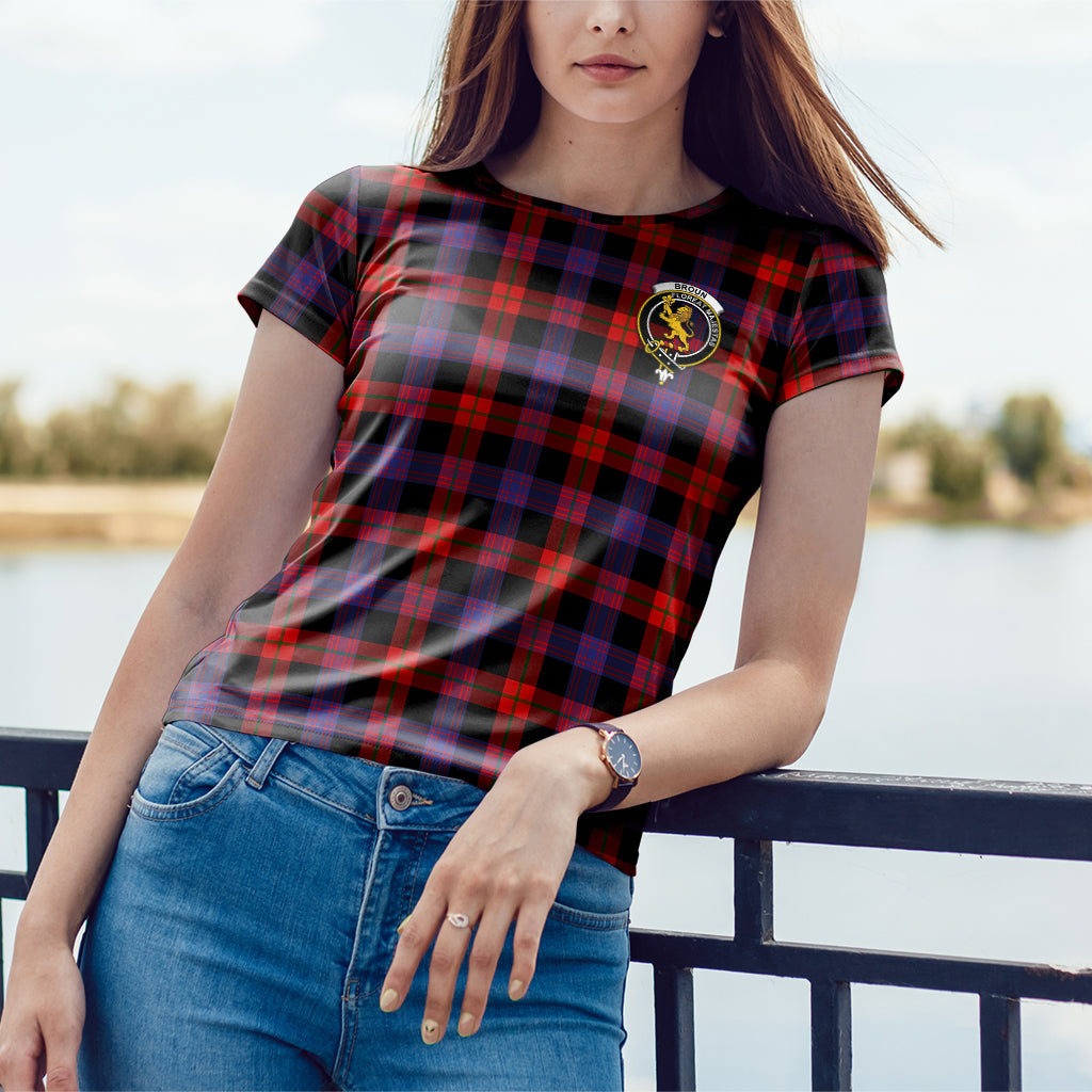 Broun Modern Tartan T-Shirt with Family Crest - Tartan Vibes Clothing