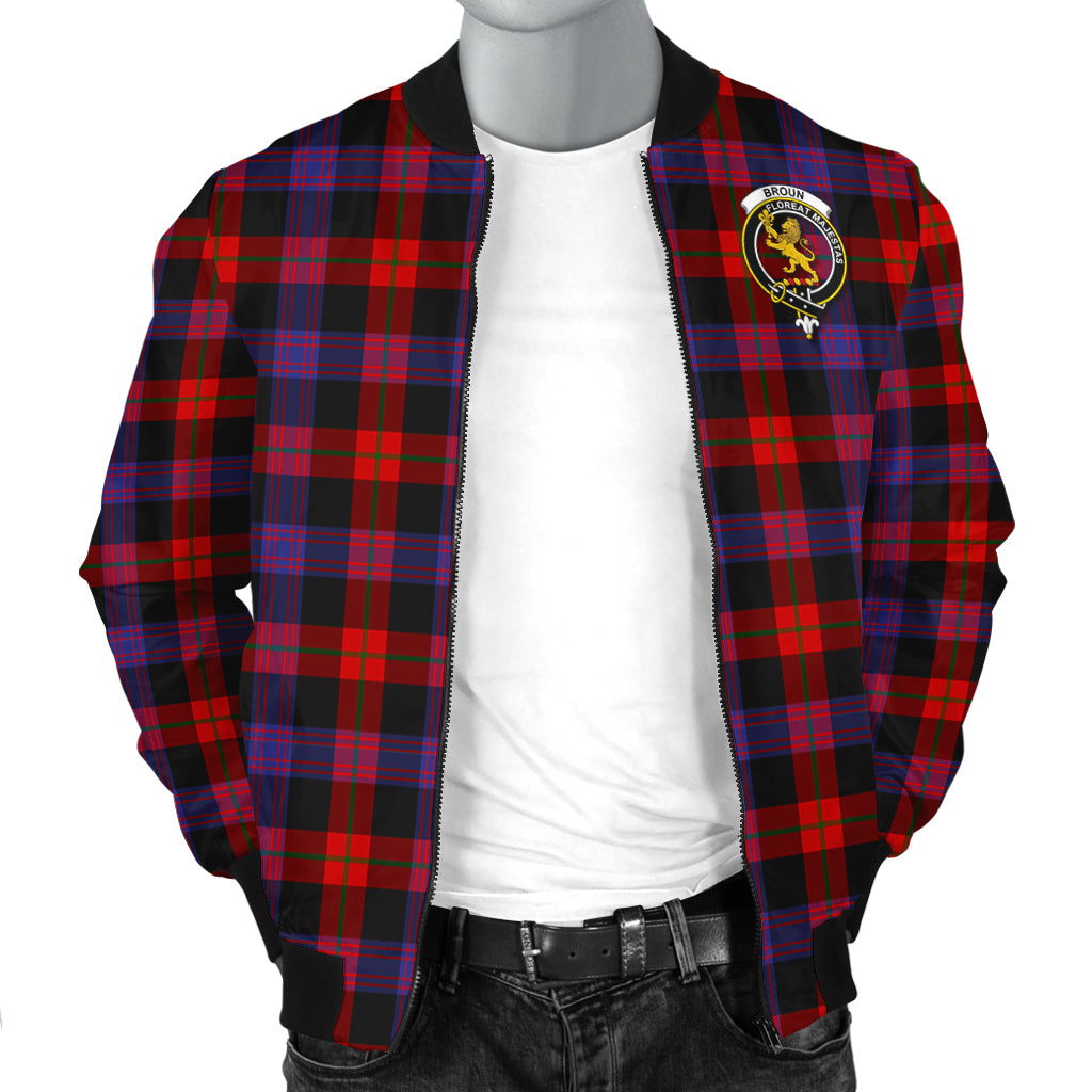 Broun Modern Tartan Bomber Jacket with Family Crest - Tartanvibesclothing