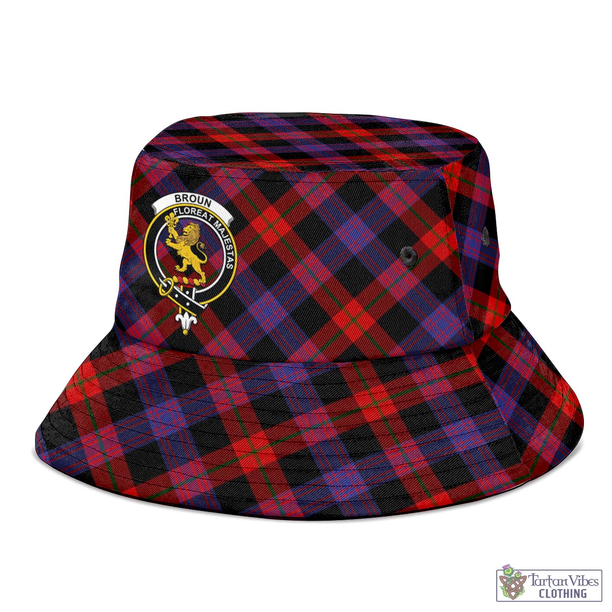 Tartan Vibes Clothing Broun Modern Tartan Bucket Hat with Family Crest