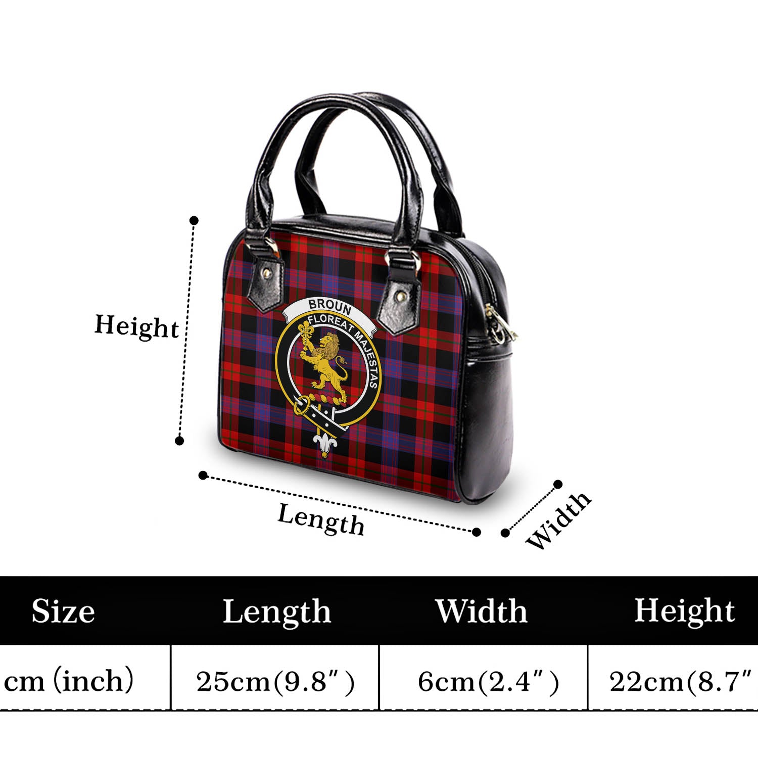 Broun Modern Tartan Shoulder Handbags with Family Crest - Tartanvibesclothing