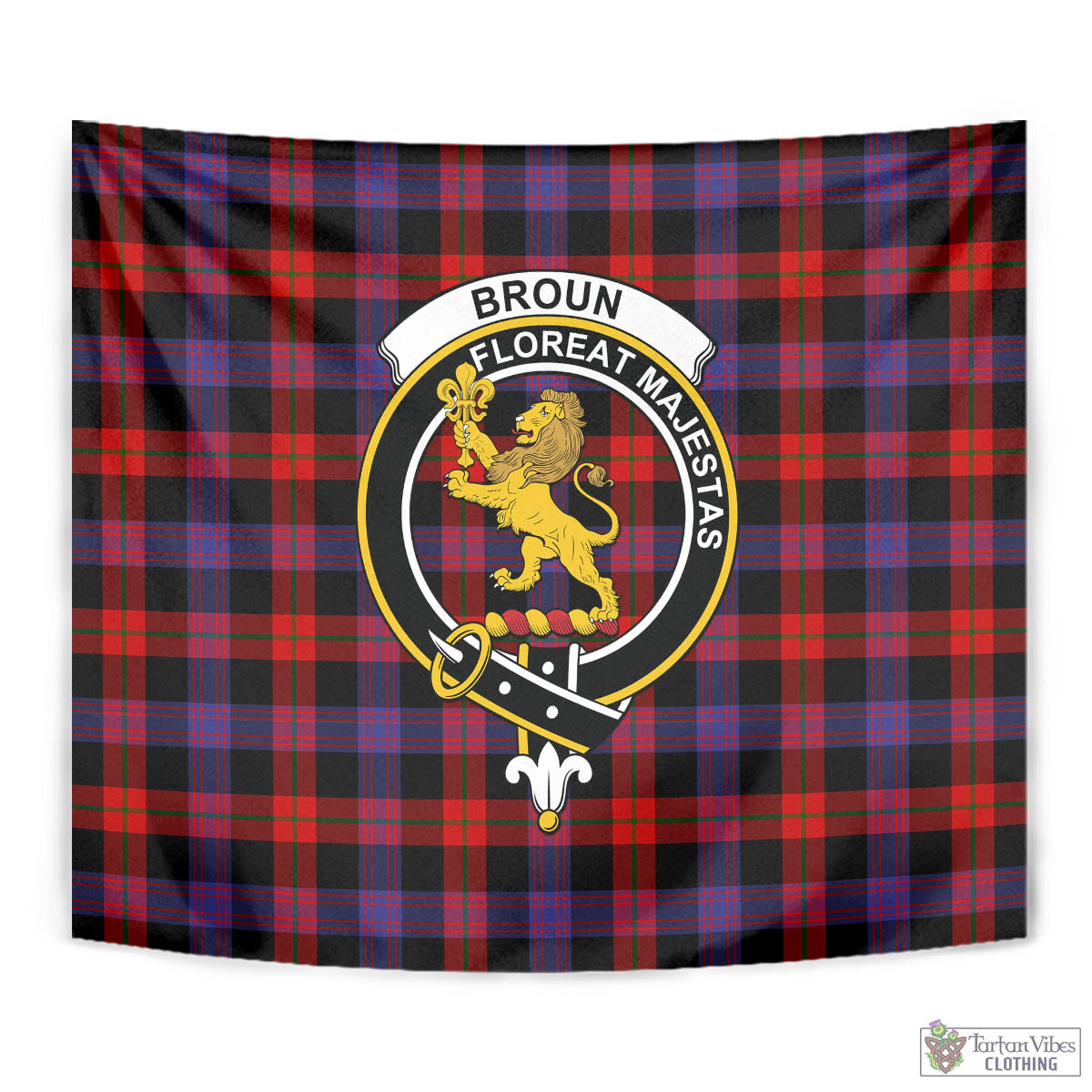 Tartan Vibes Clothing Broun Modern Tartan Tapestry Wall Hanging and Home Decor for Room with Family Crest