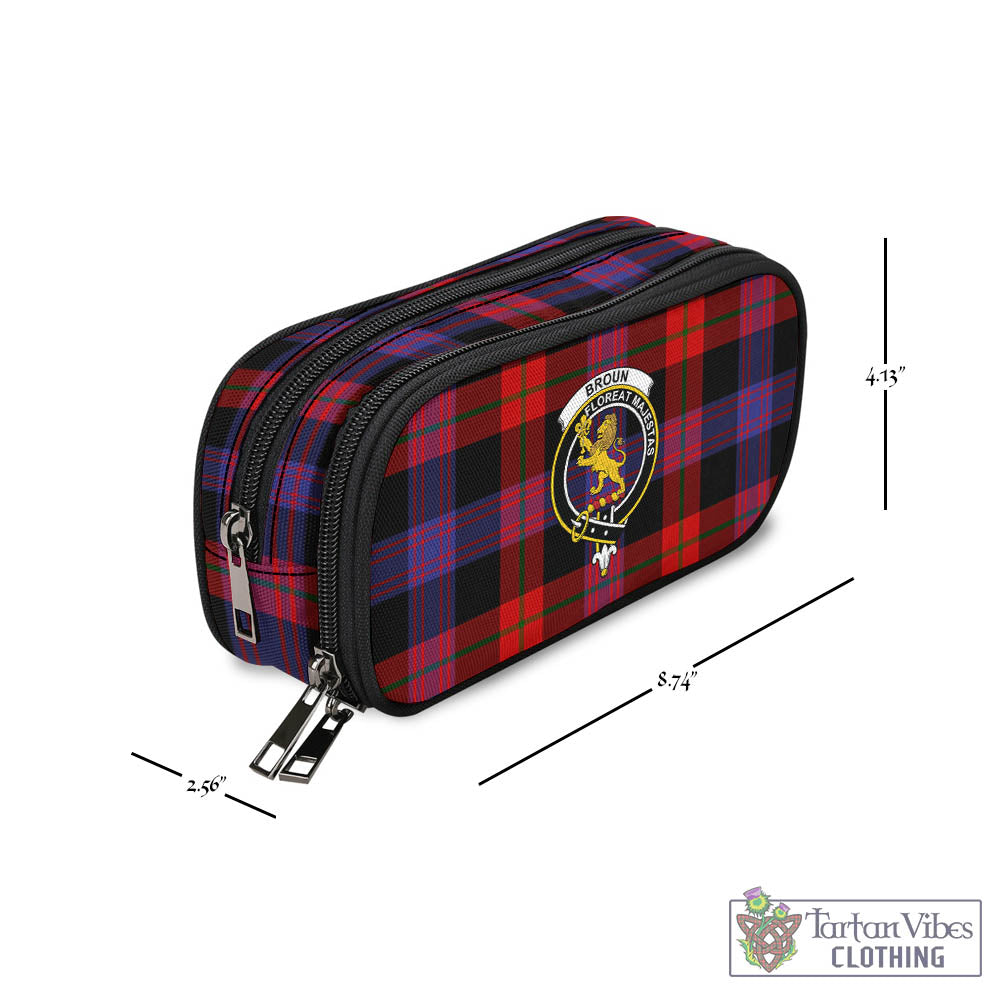 Tartan Vibes Clothing Broun Modern Tartan Pen and Pencil Case with Family Crest