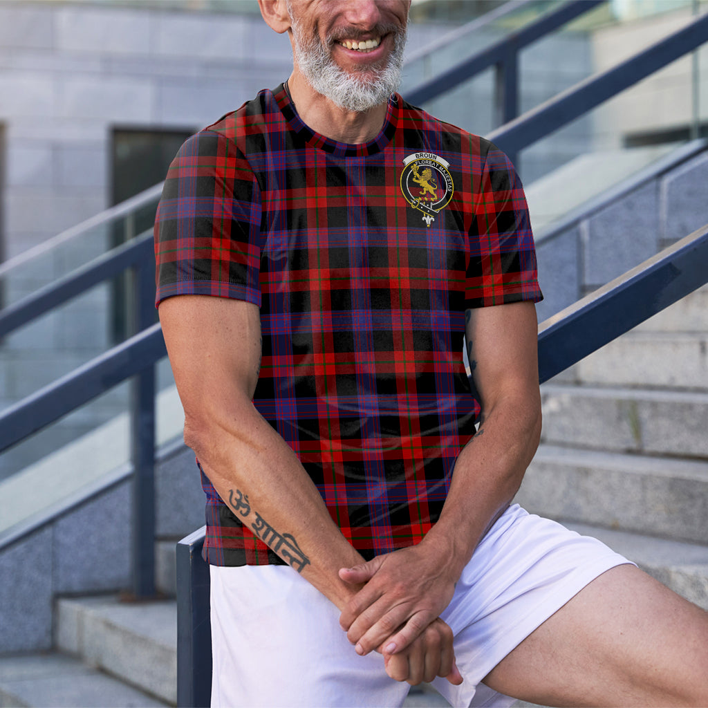 Broun Modern Tartan T-Shirt with Family Crest - Tartan Vibes Clothing