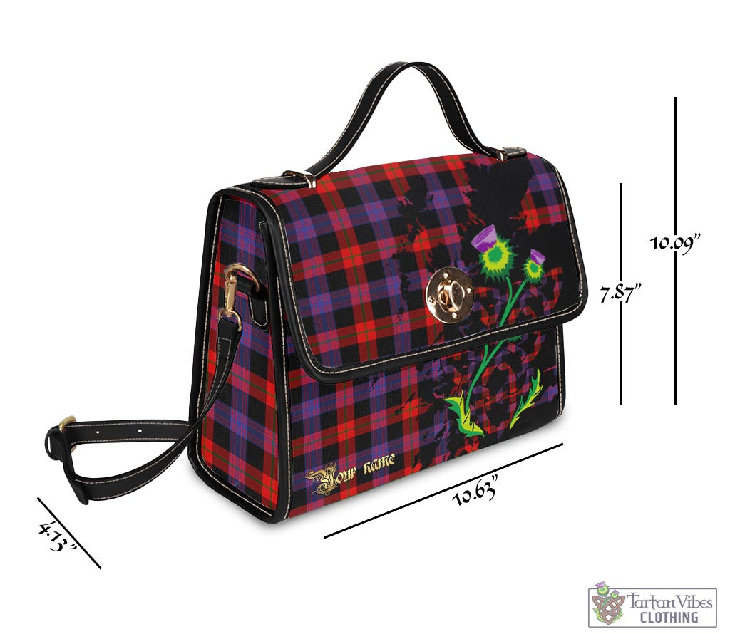 Tartan Vibes Clothing Broun Modern Tartan Waterproof Canvas Bag with Scotland Map and Thistle Celtic Accents