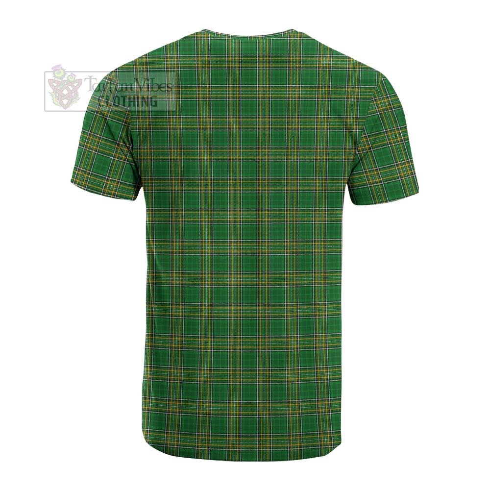 Brounker Irish Clan Tartan Cotton T-shirt with Coat of Arms - Tartan Vibes Clothing