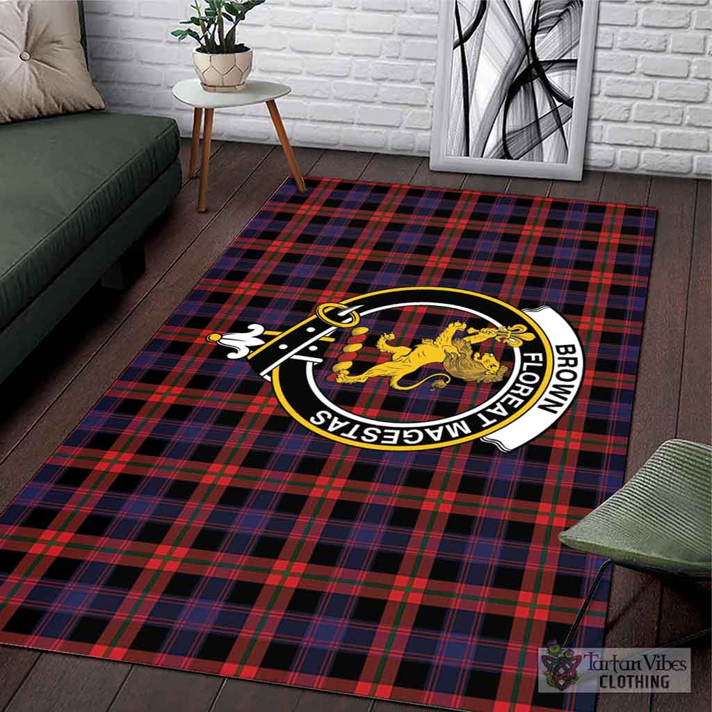 Tartan Vibes Clothing Brown Tartan Area Rug with Family Crest