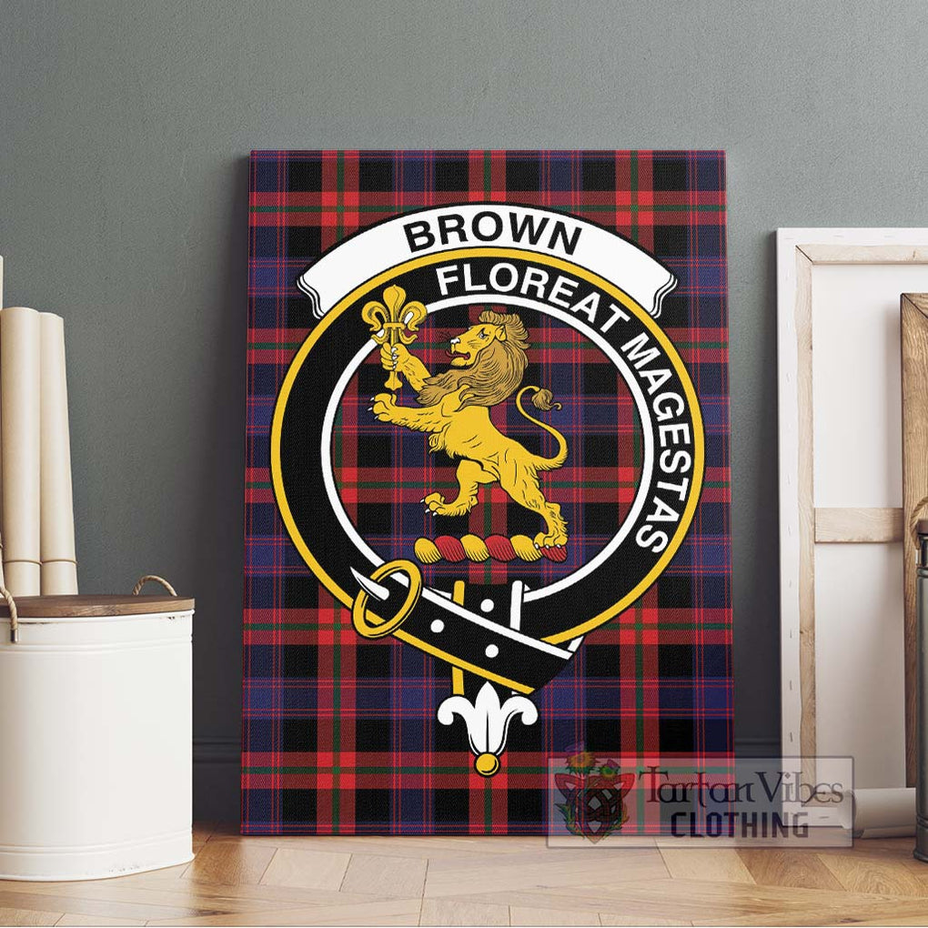 Brown (Broun) Tartan Canvas Print Wall Art with Family Crest Without Frame - Tartan Vibes Clothing