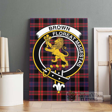 Brown (Broun) Tartan Canvas Print Wall Art with Family Crest