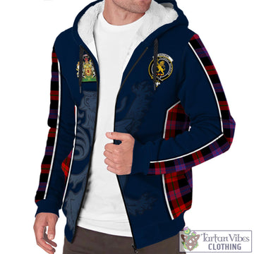Brown (Broun) Tartan Sherpa Hoodie with Family Crest and Lion Rampant Vibes Sport Style Unisex - Tartan Vibes Clothing